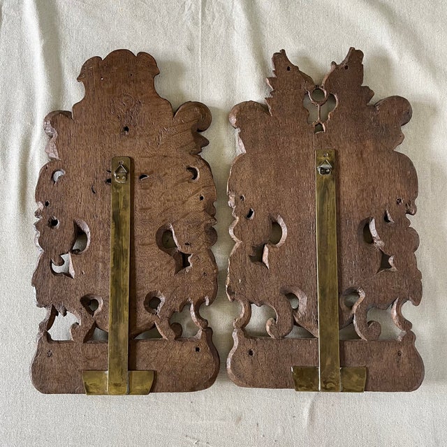 Wood Late 19th Century Swiss Black Forest Sconces- Set of 2 For Sale - Image 7 of 9