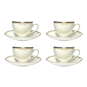 1990s Wedgwood “Cavendish” Set of 4 Bone China Teacups & Saucers