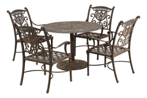 Hanamint Outdoor Round Cast Aluminum Dining Table and Chair Set