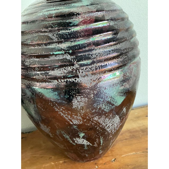 Brown Vintage Glazed Metallic Ceramic Lamps - Set of 2 For Sale - Image 8 of 18