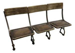 Vintage Art Deco Folding Cinema Chairs with Cast Iron Frames, 1920s, Set of 3