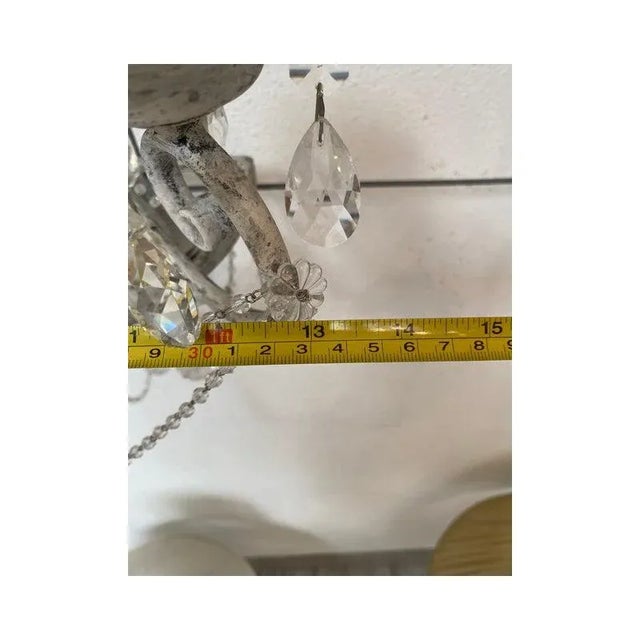 Florentine Wrought Iron Wall Lamp with Crystals by Simoeng For Sale - Image 6 of 10