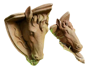 Cast Iron Horse's Head Wall Bracket Shelves, 1920s, Set of 2