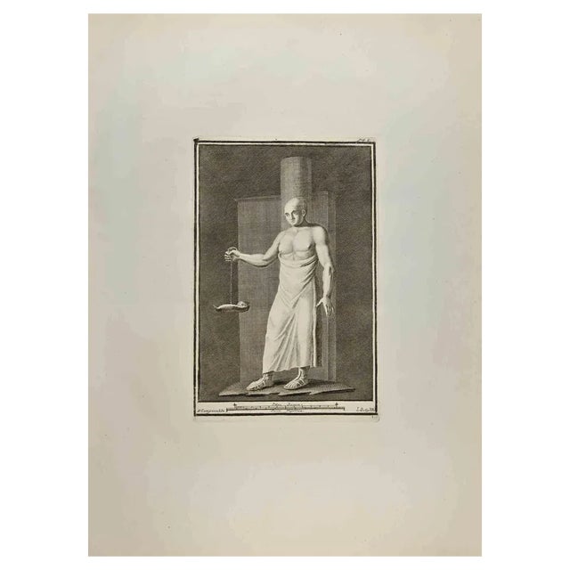 Ludovico Boily, Man with Lamp, Etching, 18th Century For Sale