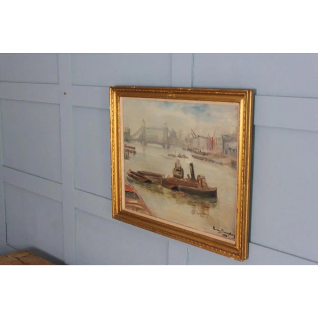Pauline Boumphrey, on the River Thames London, 1953, Oil on Canvas, Framed For Sale - Image 4 of 9