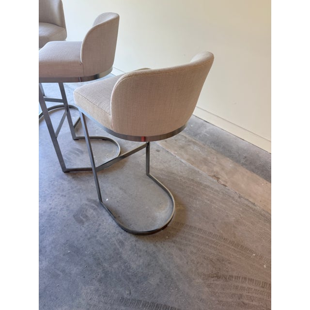 Restoration Hardware Modern Chrome Bar Stools by Restoration Hardware For Sale - Image 4 of 10