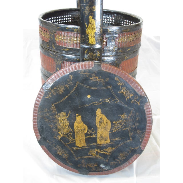Early 20th Century Antique Bamboo Food Basket For Sale In Greensboro - Image 6 of 11