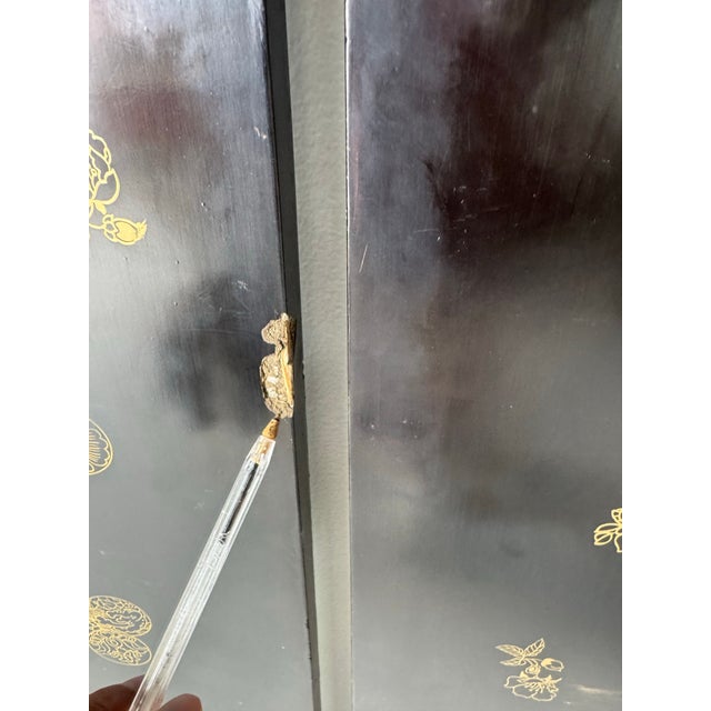 Vintage Asian Hand-Carved Soapstone Six-Panel Folding Screen With Birds, Flowers & Foliage For Sale - Image 12 of 12