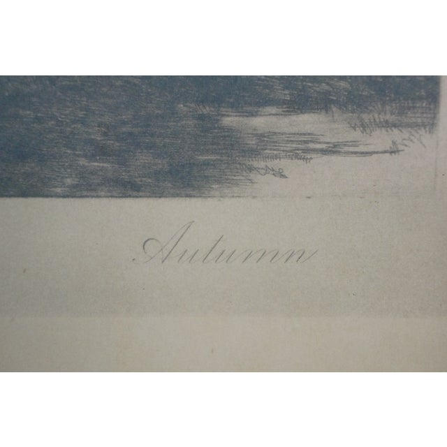 Black Late 19th Century Antique Nan Lindahl Autumn Country Farmhouse Landscape Etching 13", Framed For Sale - Image 8 of 10