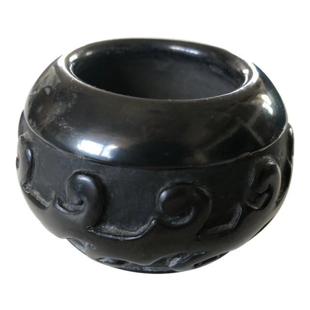 Santa Clara Miniature Blackware Pottery Jar by Linda Tafoya New Mexico For Sale