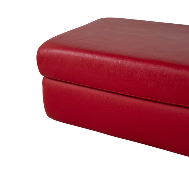 Vintage Leather Stool in Red For Sale - Image 4 of 10