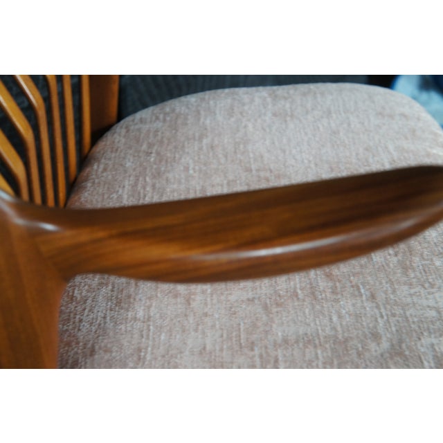 1980s Set of 8 Otmar Danish Scandinavian Modern Teak Slat Back Dining Chairs MCM For Sale - Image 4 of 13