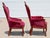 1960s Vintage Victorian Revival Mahogany His & Hers Parlor Chairs Red Velvet Pair For Sale - Image 5 of 18