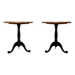 Vintage Iron and Wood Tables, 1980s, Set of 2 For Sale