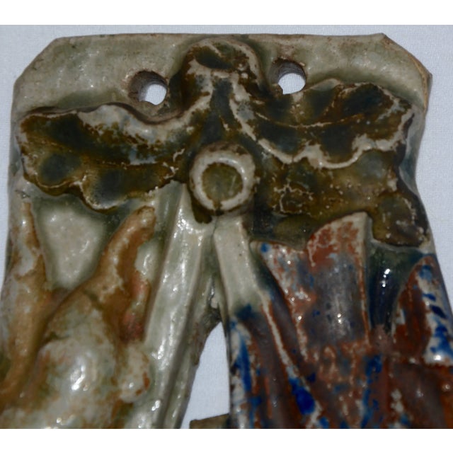 1920s Early 20th Century Polychromed Ceramic Hunting Theme Match Safe For Sale - Image 5 of 13