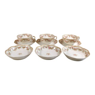 1940s Set of Three Haviland Schleiger 270 Teacups Plus Sauce Bowls # 23850 For Sale