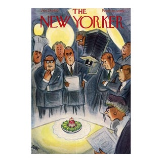 1955 Vintage New Yorker Magazine Cover, January 29, Leonard Dove Original Cover, Food Stylist For Sale