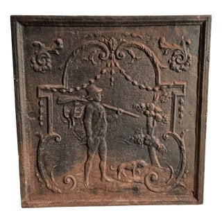 Antique French Cast Iron Fireback, 18th Century For Sale