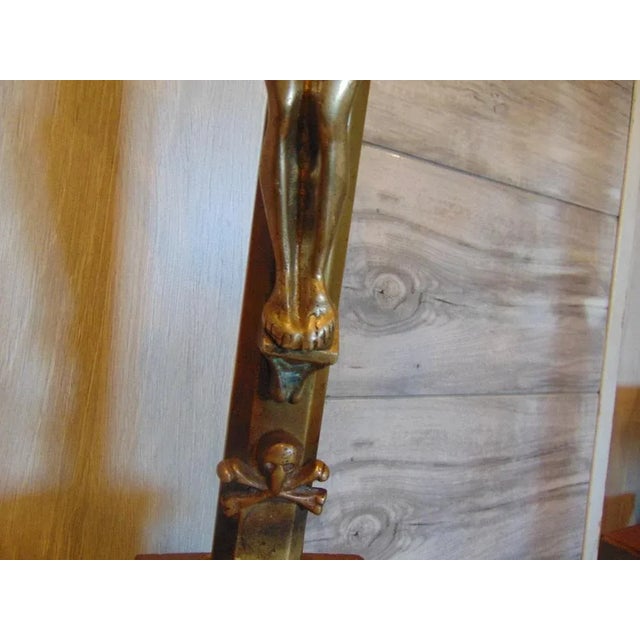 Brown Art Nouveau Brass Standing Cross, 1890s For Sale - Image 8 of 11