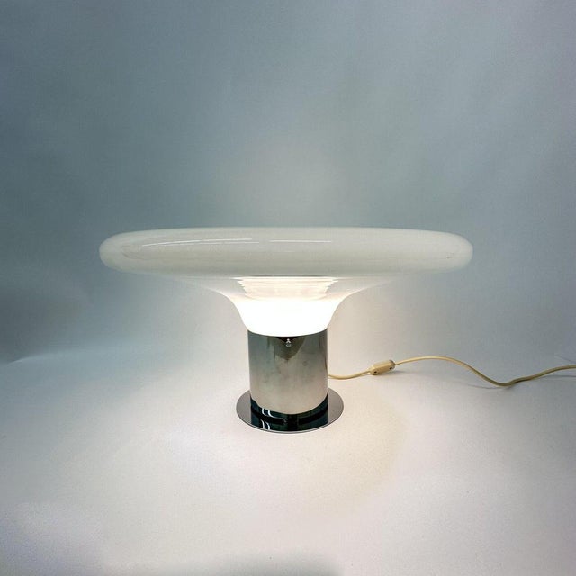 Metal Large Italian UFO Glass Table Lamp, 1970s For Sale - Image 7 of 18
