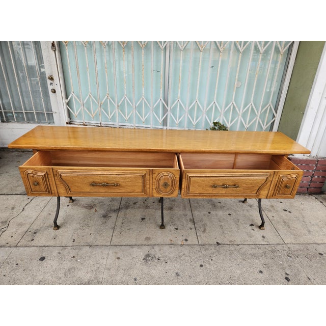 Wood Vintage Solid Console Table For Sale - Image 7 of 10