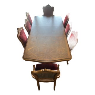 Ethan Allen Dining Table, 8 Chairs, 2 Leaves For Sale