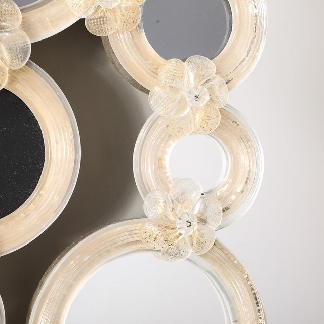 Modernist Hand-Blown Murano Glass Mirror W/ Gold Fleck Applique Border Detailing For Sale - Image 16 of 18