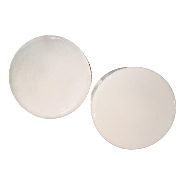 Finnish Flush Mounts in White Opaline Glass by Paavo Tynell for Idman, 1950s, Set of 2 For Sale