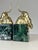 1980s Postmodern Hollywood Regency Brass Panther & Green Marble Bookends - A Pair For Sale - Image 4 of 5