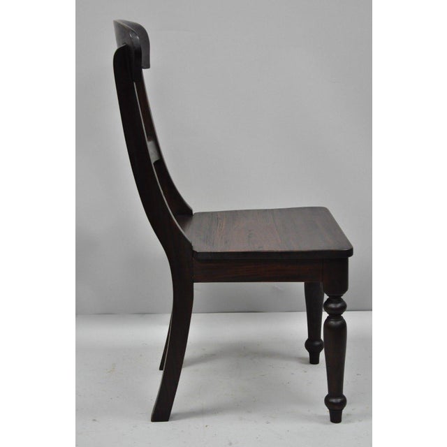Early 21st Century Crate Barrel Dark Solid Wood Farmhouse Dining Room Chairs Set Of 6 Chairish