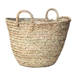 Moroccan Woven Tote Basket For Sale