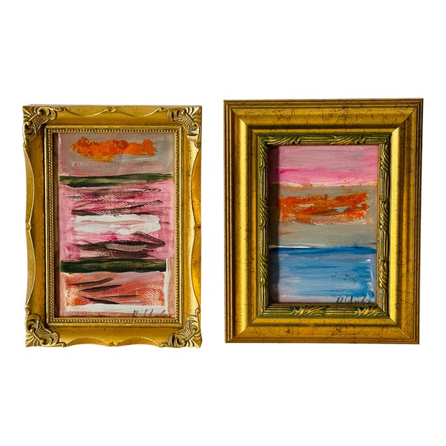 Contemporary Mini Abstract Paintings Mariana Shulga - Set of 2 For Sale