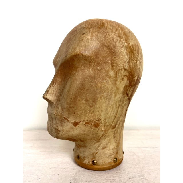 Antique Wooden Milliners Head, 1900s For Sale - Image 3 of 15