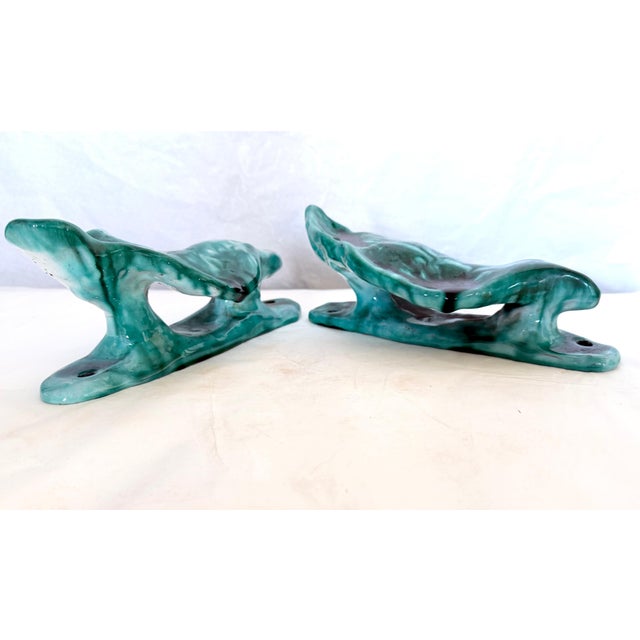 Handcrafted Teal Enameled Door Handles by Gabbianelli, 1950s, Set of 2 For Sale - Image 4 of 18