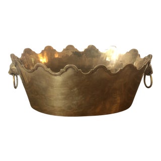 Vintage Solid Brass Cache Pot For Sale