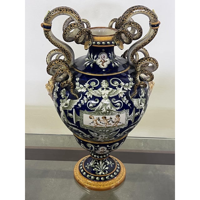 Vase with Hand-Painted Decorative Snakes from Ginori, Early 20th Century For Sale - Image 10 of 10