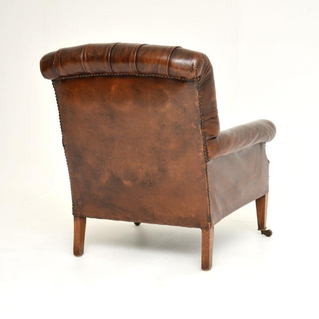 Late 19th Century Antique Edwardian Leather Armchair, 1890s For Sale - Image 5 of 11
