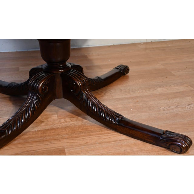 1930 English Regency Mahogany & Leather Top Center Table / Hall Table For Sale - Image 14 of 15