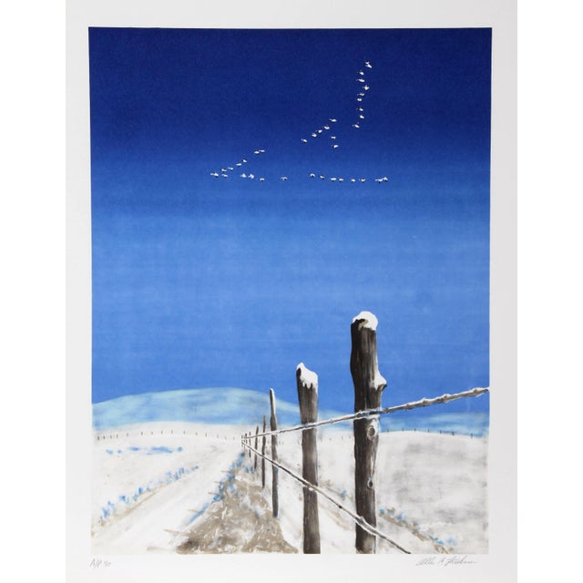 Allen Friedman, Cold Morning Snow (Geese), Lithograph For Sale