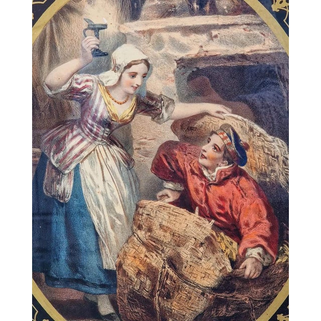 Gustav Bartsch, Figurative Scenes, Watercolor Lithographs, 1800s, Set of 4 For Sale - Image 7 of 11