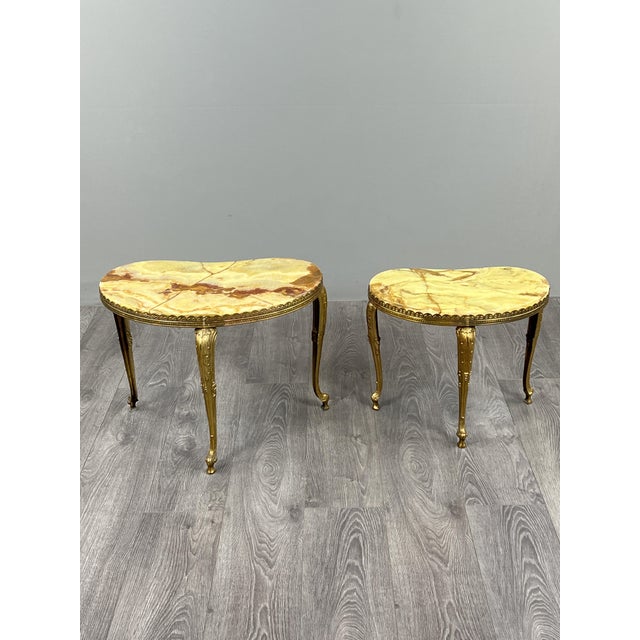 Nesting Tables in Gilt Bronze and Onyx, 1900s, Set of 2 For Sale - Image 3 of 10