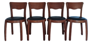 Vintage Art Deco Leather Chairs, 1930s, Set of 4