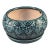 Vintage Glazed Pottery Teal, Green, Blue Planter Attached Under Plate For Sale