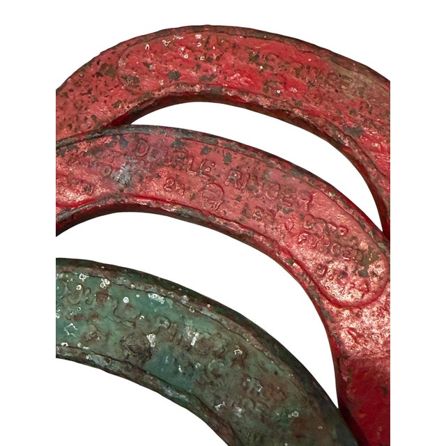 Mid 20th Century Vintage Diamond Duluth "Double Ringer" Drop Forged Horseshoes & Stakes Set - 5 Pieces For Sale - Image 5 of 6