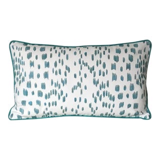 Contemporary Brunschwig and Fils Les Touches Animal Print in Aqua Designer Pillow Cover - 12x20 For Sale