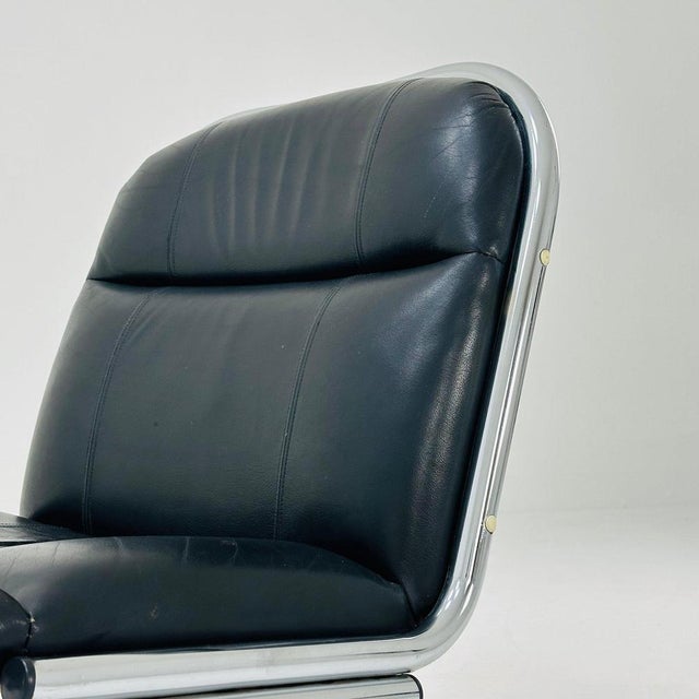 Mid-Century Bauhaus Tubular Lounge Chair in Black Leather, 1980s For Sale - Image 5 of 11