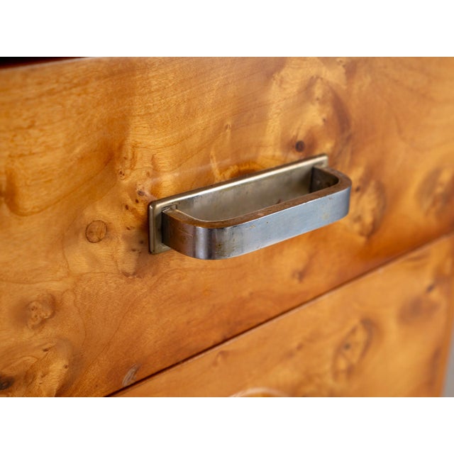 Mid-Century Modern Writing Desk in Burl Veneer with Eight Drawers For Sale - Image 12 of 16