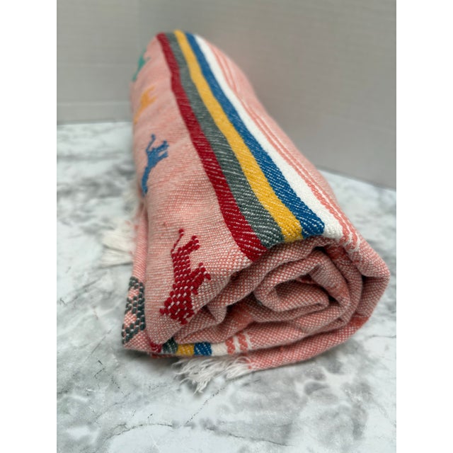 Vintage Bohemian Embroidered All Cotton Tablecloth or Throw For Sale - Image 4 of 11