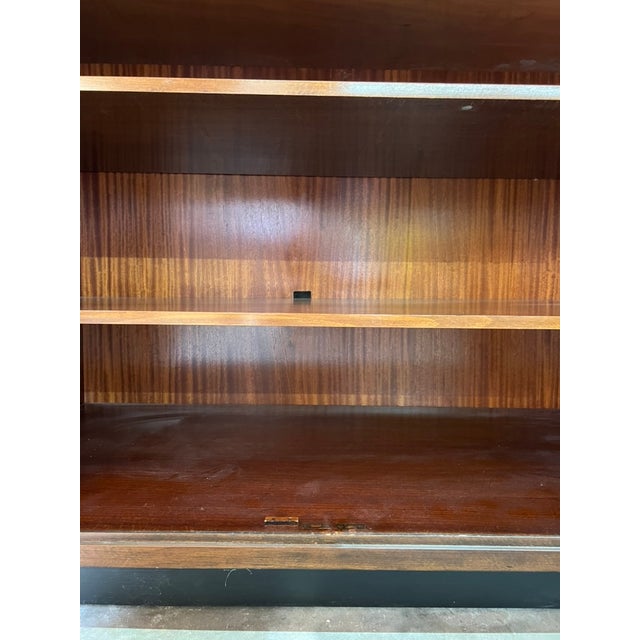 Monumental European Art Deco Walnut Credenza / Sideboard – Streamline Moderne Cabinet For Sale - Image 16 of 17