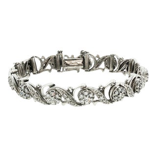 Mid-Century 18 Karat White Gold Jabel 3.5 Carat Total Weight Bracelet For Sale